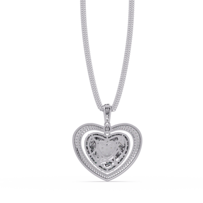 Double Heart VVS Moissanite Diamond Pendant Layered Pave Diamond Heart Jewelry