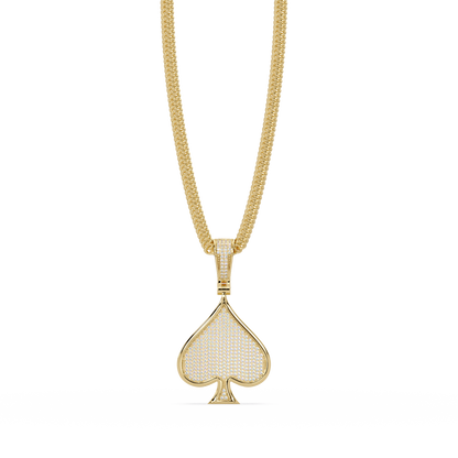 Ace of Spades VVS Moissanite Diamond Pendant Iced Out Diamond Card Symbol Jewelry
