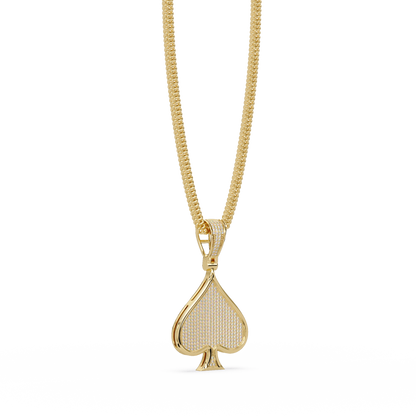 Ace of Spades VVS Moissanite Diamond Pendant Iced Out Diamond Card Symbol Jewelry