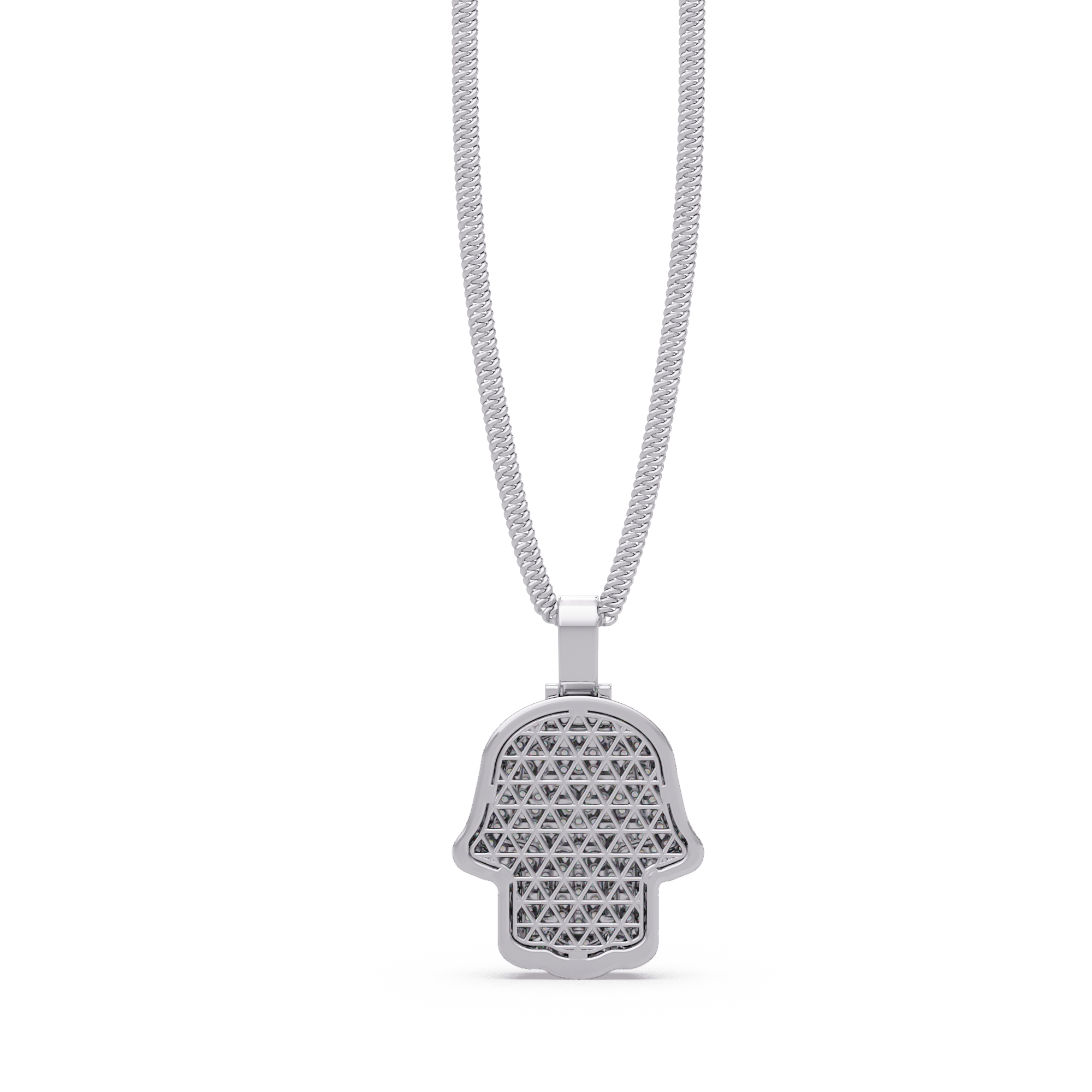 Hamsa Hand VVS Moissanite Diamond Pendant Iced Out Protection Amulet Jewelry