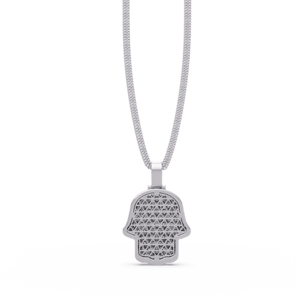 Hamsa Hand VVS Moissanite Diamond Pendant Iced Out Protection Amulet Jewelry