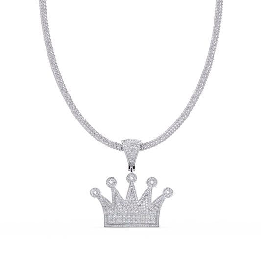 Royal Crown VVS Moissanite Diamond Pendant Iced Out King & Queen Jewelry