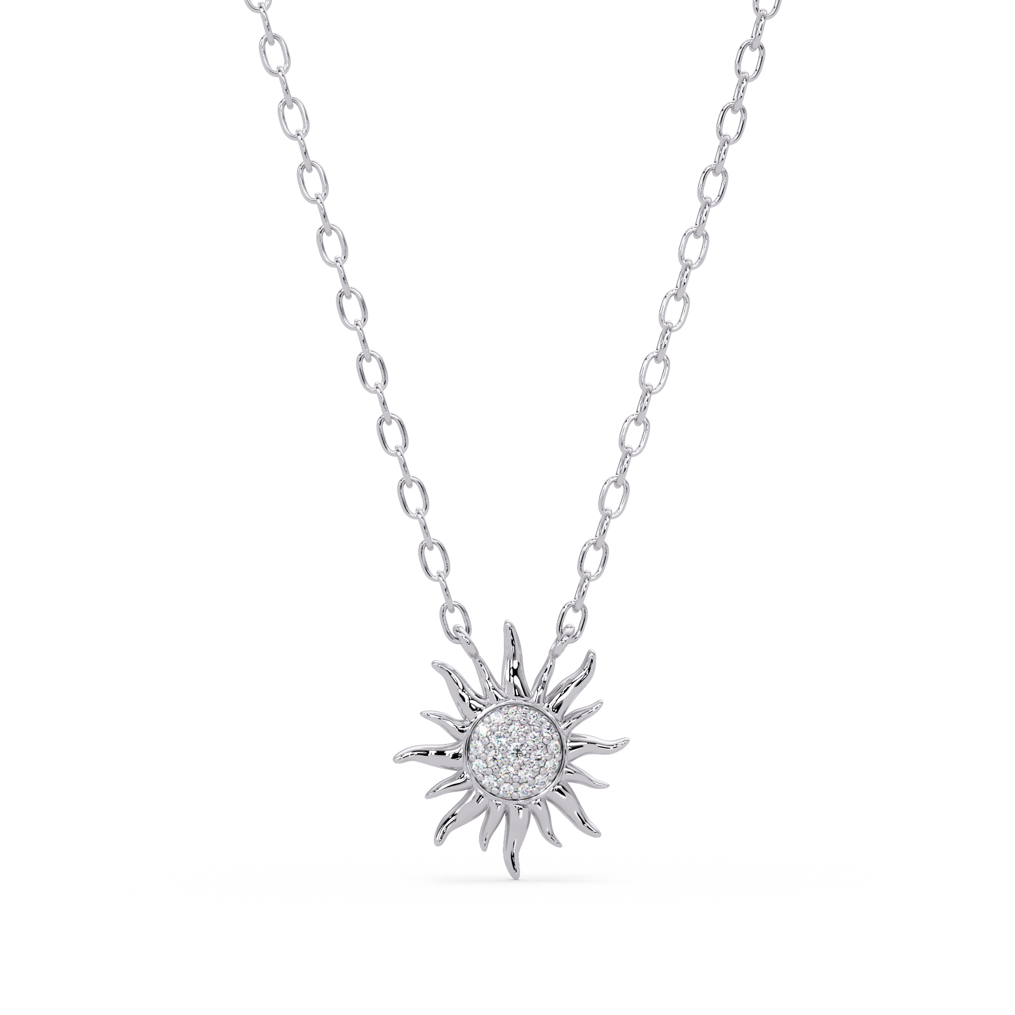 Radiant Sunburst VVS Moissanite Diamond Pendant Diamond Dazzling Sun Jewelry