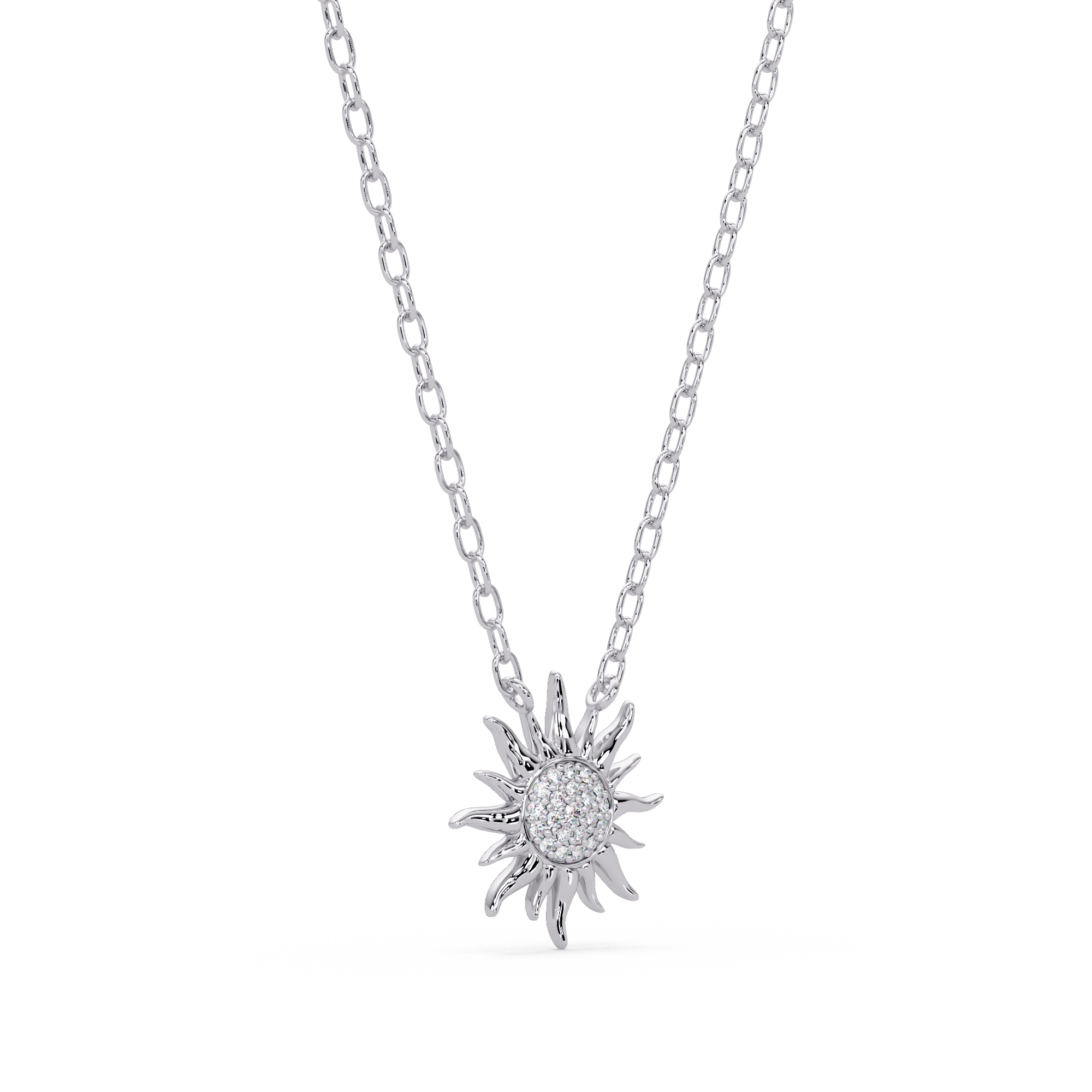 Radiant Sunburst VVS Moissanite Diamond Pendant Diamond Dazzling Sun Jewelry