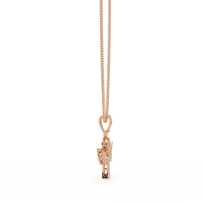 Winged Ankh VVS Moissanite Diamond  Pendant Egyptian Cross of Life Jewelry