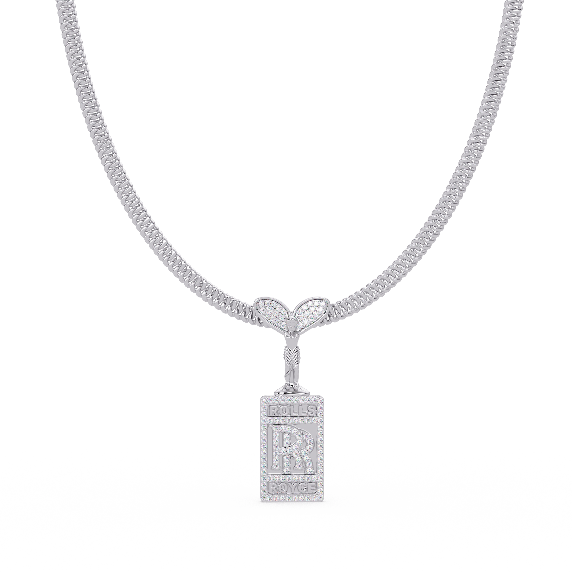 Rolls Royce Logo VVS Moissanite Diamond Unique Custom Design Pendant