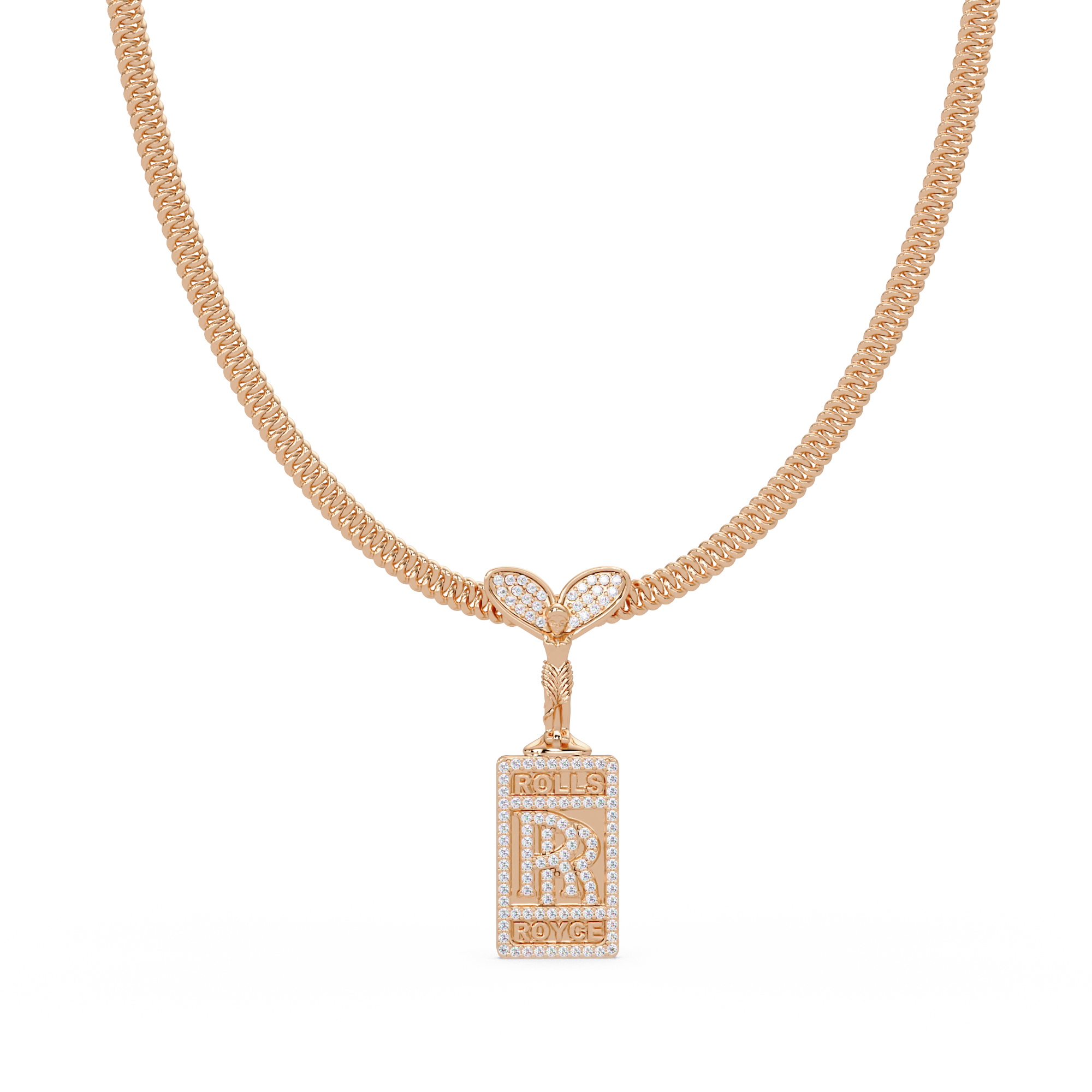 Rolls Royce Logo VVS Moissanite Diamond Unique Custom Design Pendant
