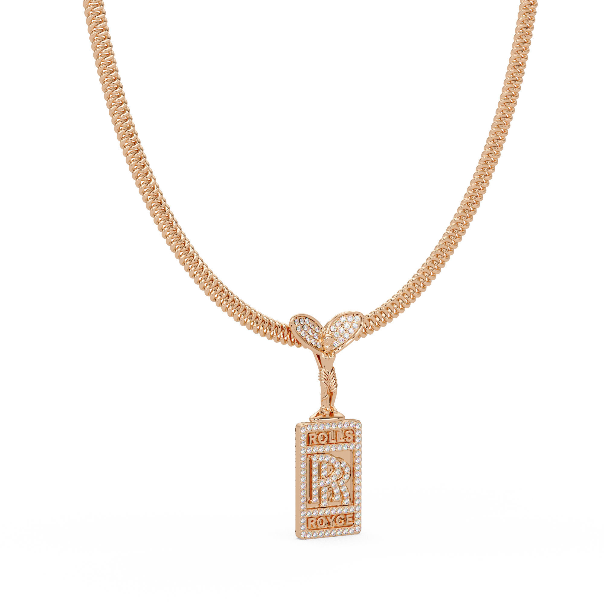 Rolls Royce Logo VVS Moissanite Diamond Unique Custom Design Pendant
