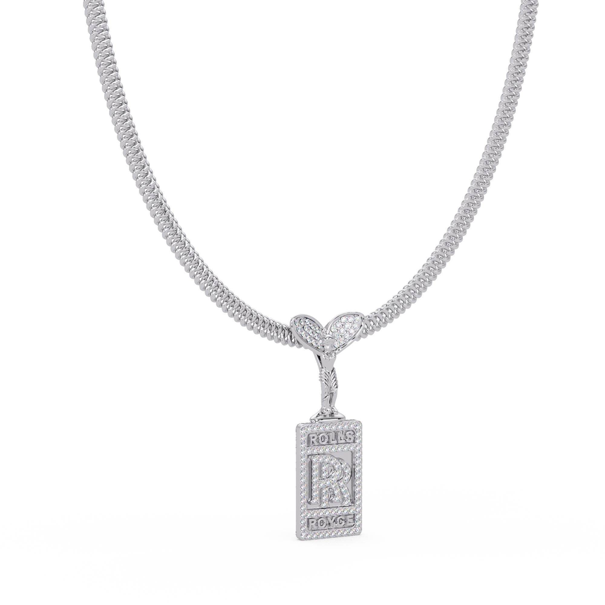 Rolls Royce Logo VVS Moissanite Diamond Unique Custom Design Pendant
