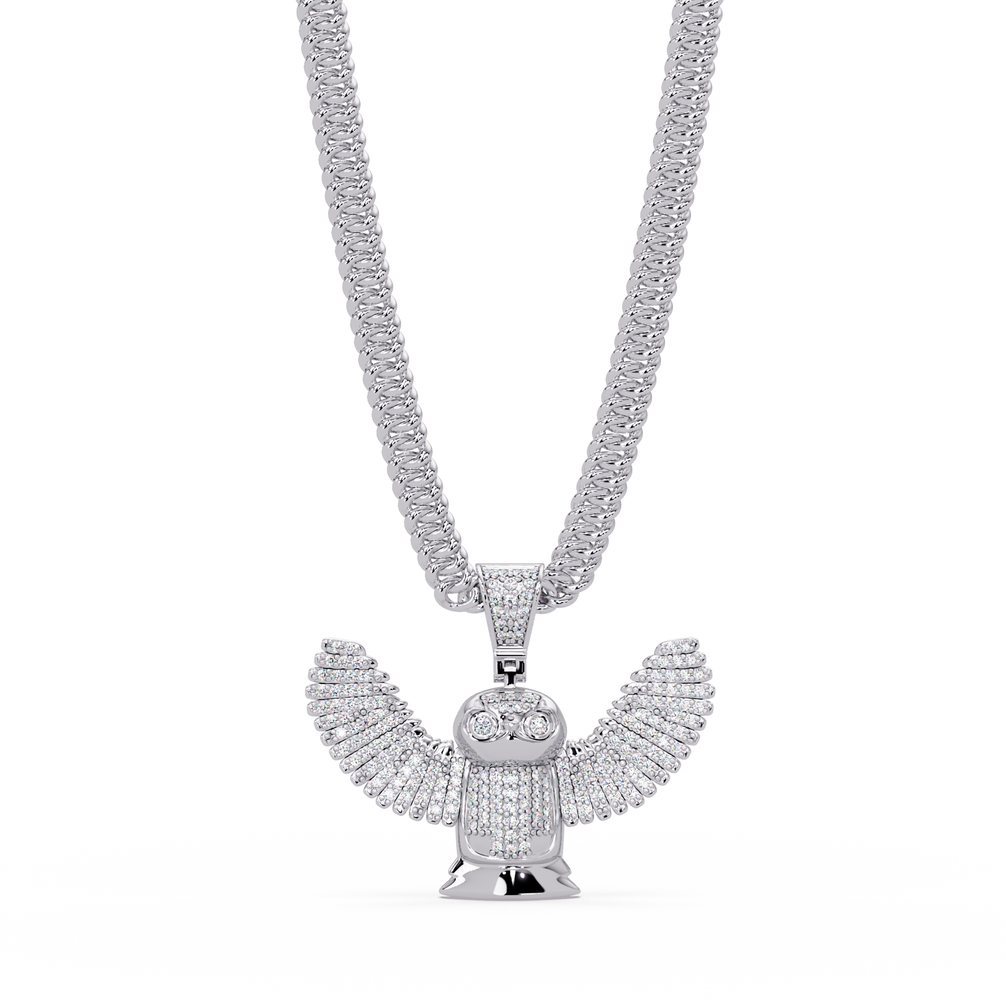 Owl Wing Pendant  VVS Moissanite Diamond Custom Design