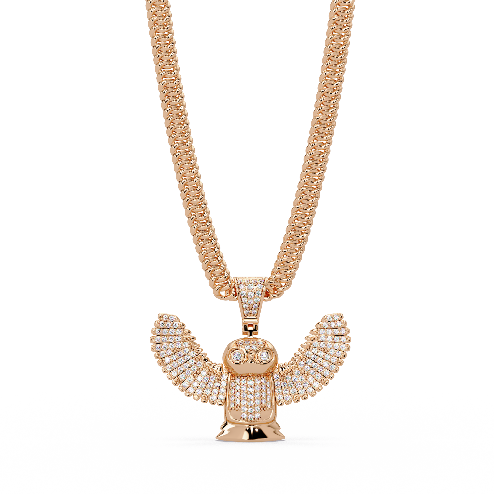 Owl Wing Pendant  VVS Moissanite Diamond Custom Design