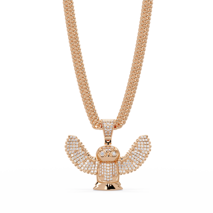 Owl Wing Pendant  VVS Moissanite Diamond Custom Design