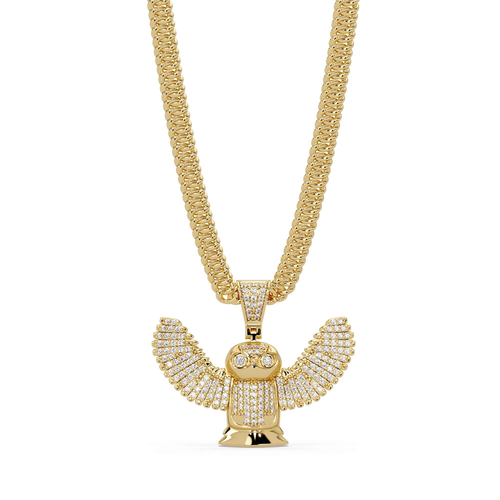 Owl Wing Pendant  VVS Moissanite Diamond Custom Design