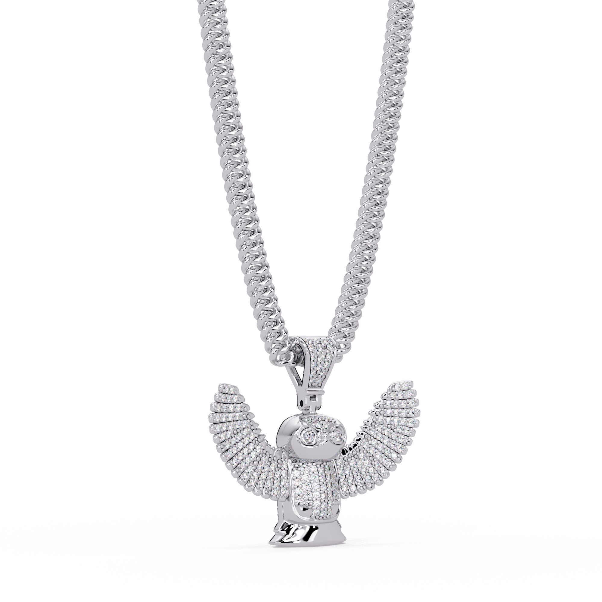 Owl Wing Pendant  VVS Moissanite Diamond Custom Design
