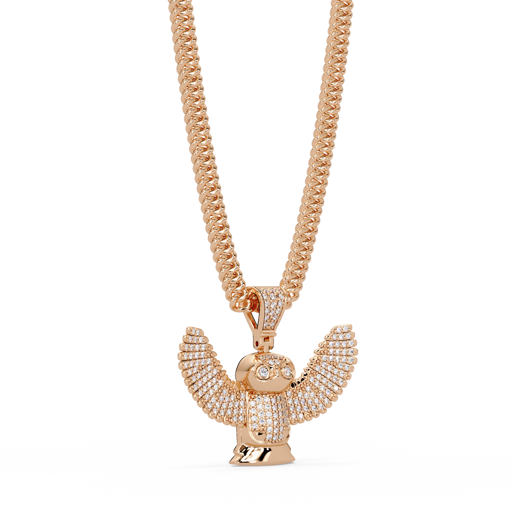 Owl Wing Pendant  VVS Moissanite Diamond Custom Design