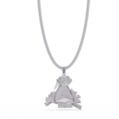 Money Bag Dollar Sign Pendant VVS Moissanite Diamonds