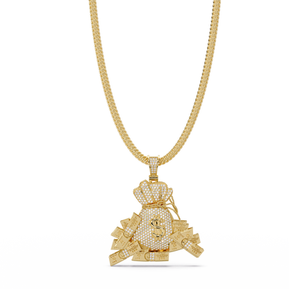 Money Bag Dollar Sign Pendant VVS Moissanite Diamonds