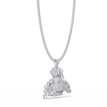 Money Bag Dollar Sign Pendant VVS Moissanite Diamonds
