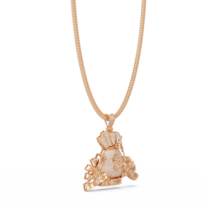 Money Bag Dollar Sign Pendant VVS Moissanite Diamonds