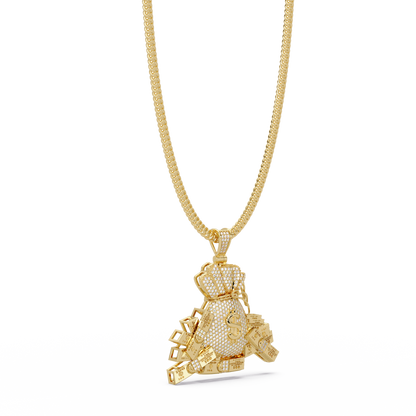 Money Bag Dollar Sign Pendant VVS Moissanite Diamonds