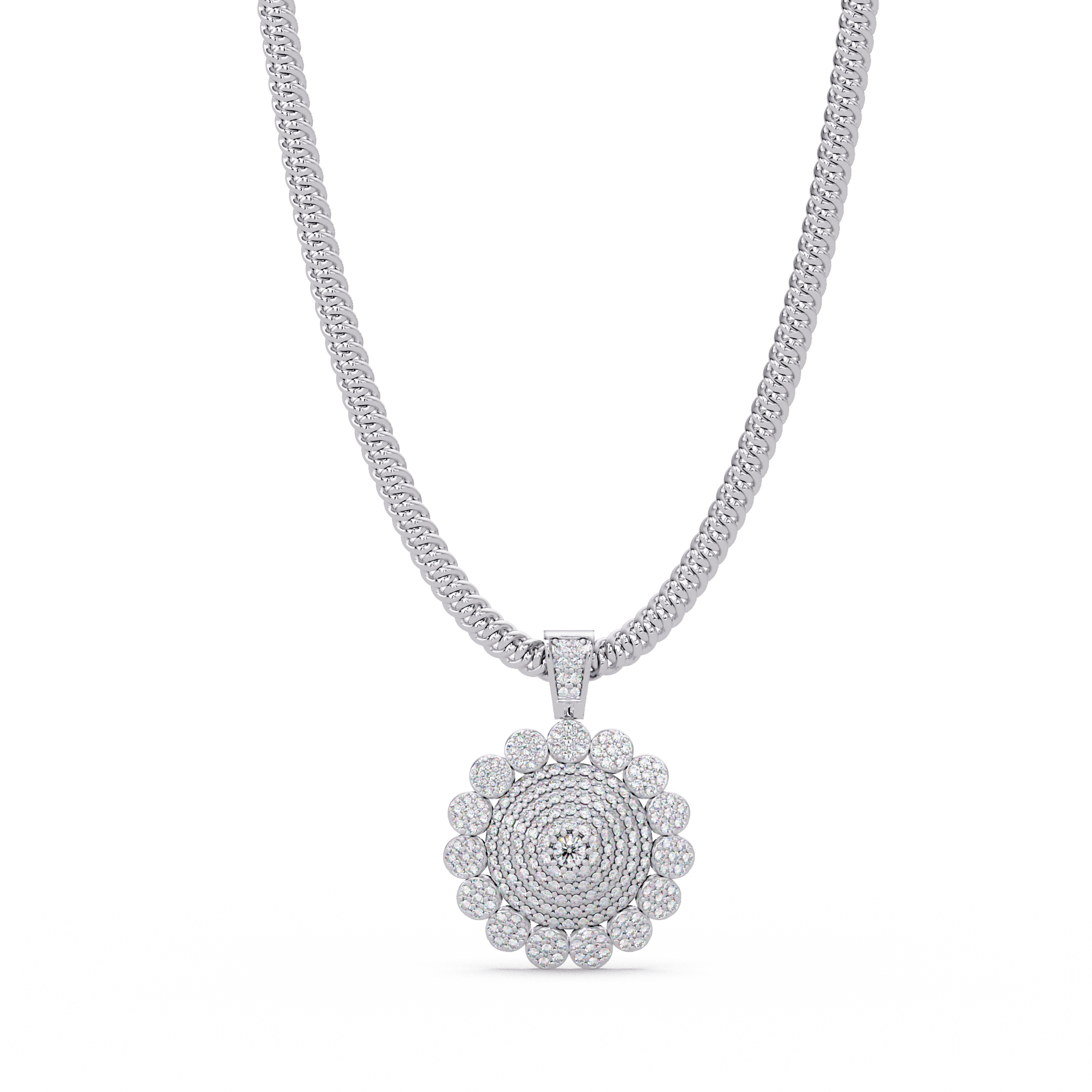Premium Round Cluster Moissanite Pendant VVS Moissanite Diamonds