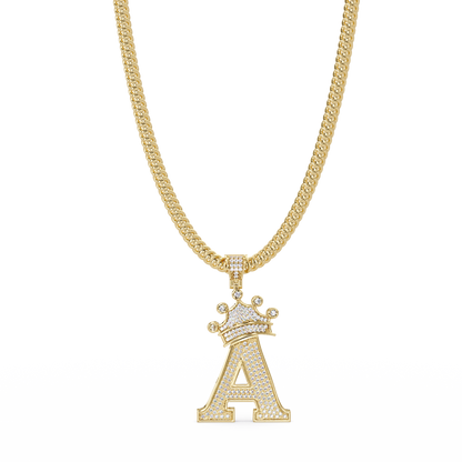 Crown A Initial Pendant VVS Moissanite Diamond Custom Letter Charm