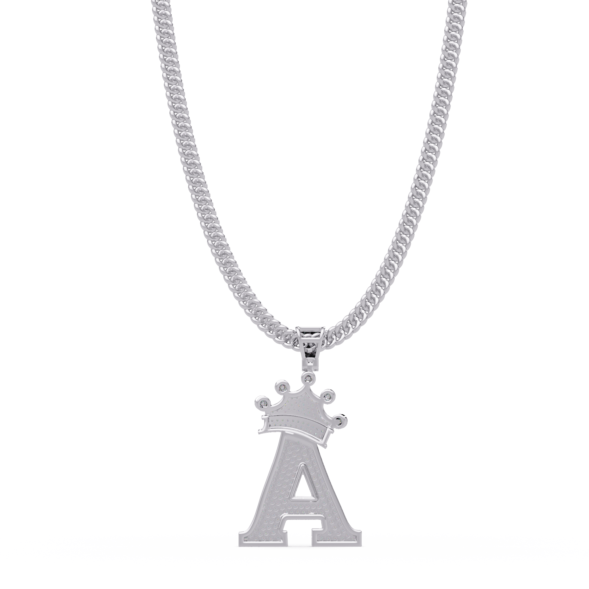 Crown A Initial Pendant VVS Moissanite Diamond Custom Letter Charm