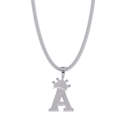 Crown A Initial Pendant VVS Moissanite Diamond Custom Letter Charm