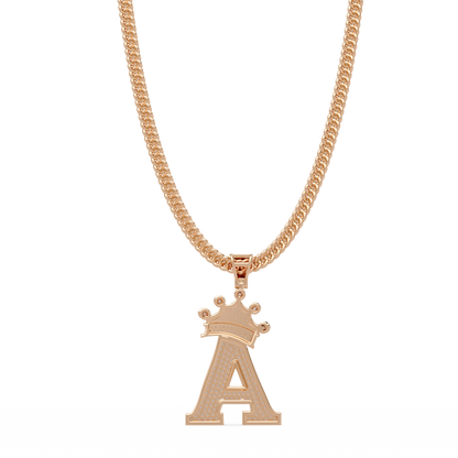 Crown A Initial Pendant VVS Moissanite Diamond Custom Letter Charm