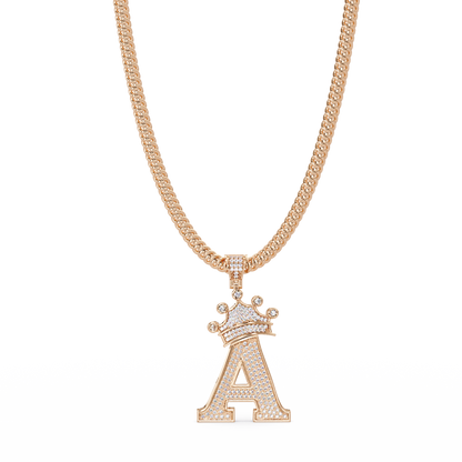Crown A Initial Pendant VVS Moissanite Diamond Custom Letter Charm