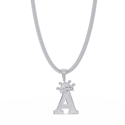 Crown A Initial Pendant VVS Moissanite Diamond Custom Letter Charm