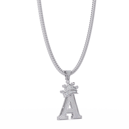 Crown A Initial Pendant VVS Moissanite Diamond Custom Letter Charm