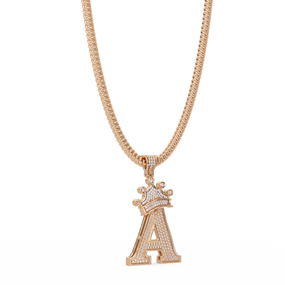 Crown A Initial Pendant VVS Moissanite Diamond Custom Letter Charm
