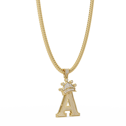 Crown A Initial Pendant VVS Moissanite Diamond Custom Letter Charm