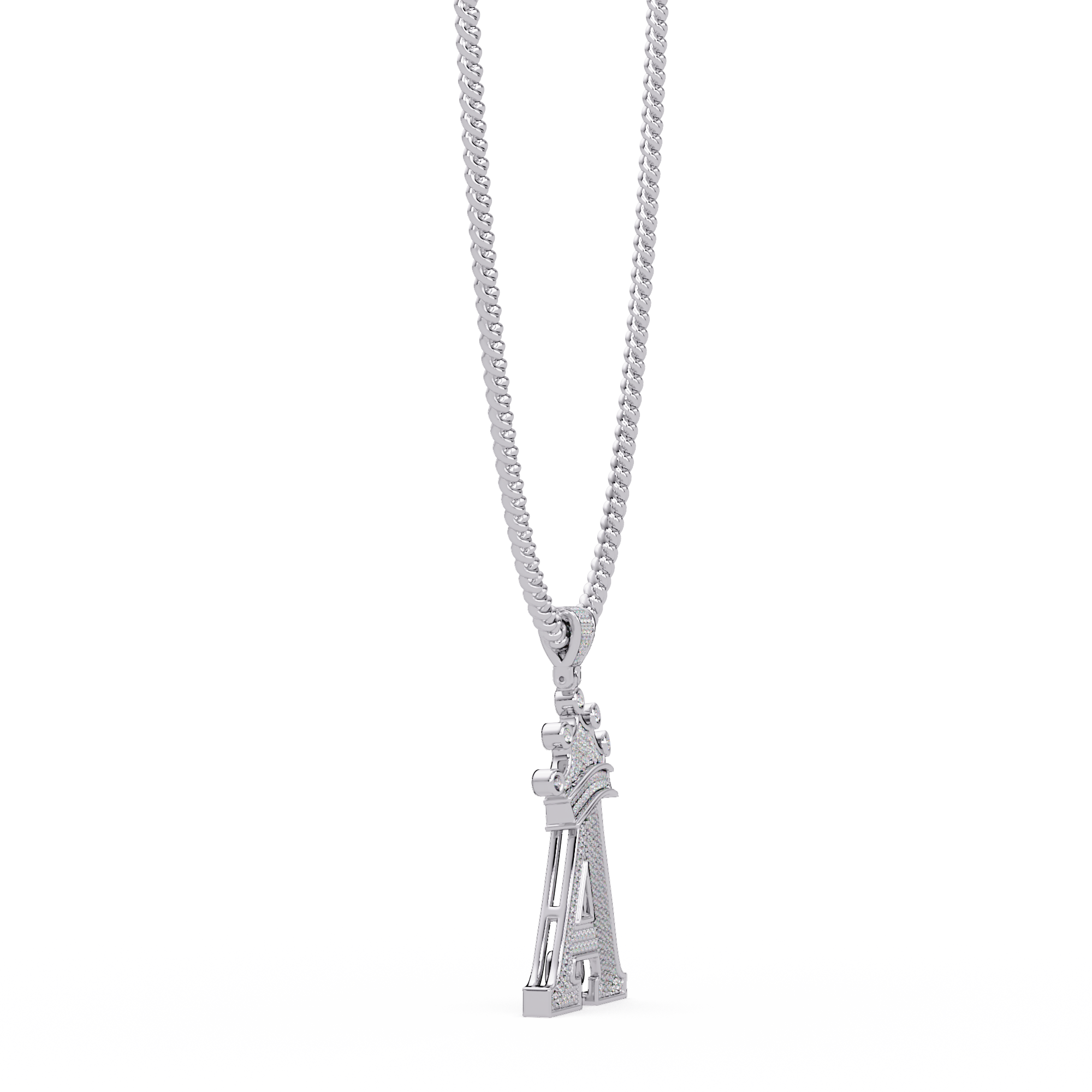 Crown A Initial Pendant VVS Moissanite Diamond Custom Letter Charm