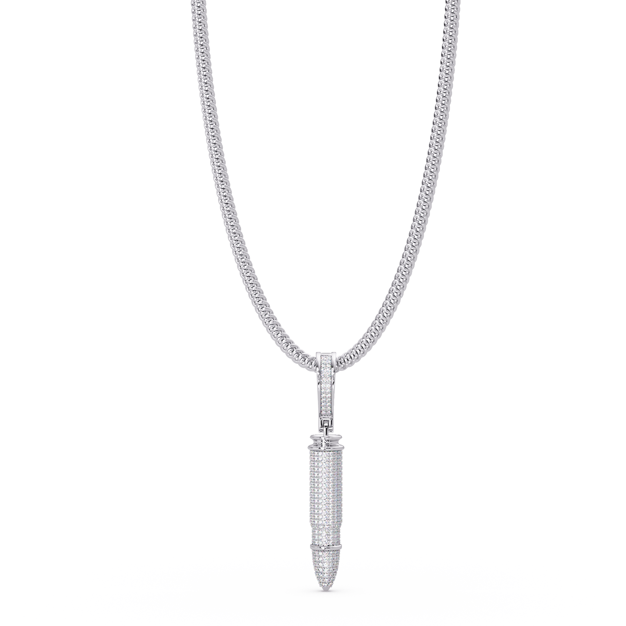 Bullet Custom Design Pendant with VVS Moissanite Diamonds