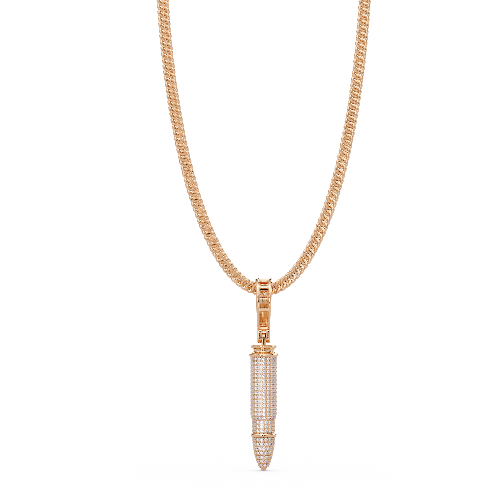 Bullet Custom Design Pendant with VVS Moissanite Diamonds