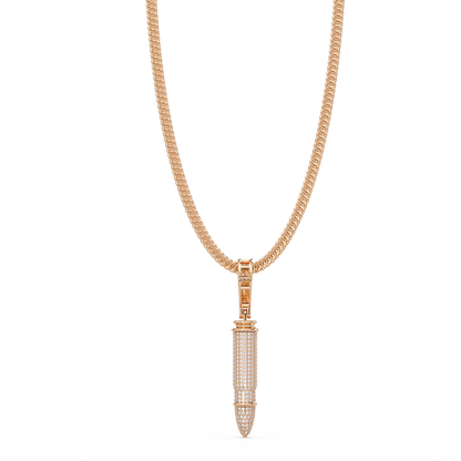 Bullet Custom Design Pendant with VVS Moissanite Diamonds