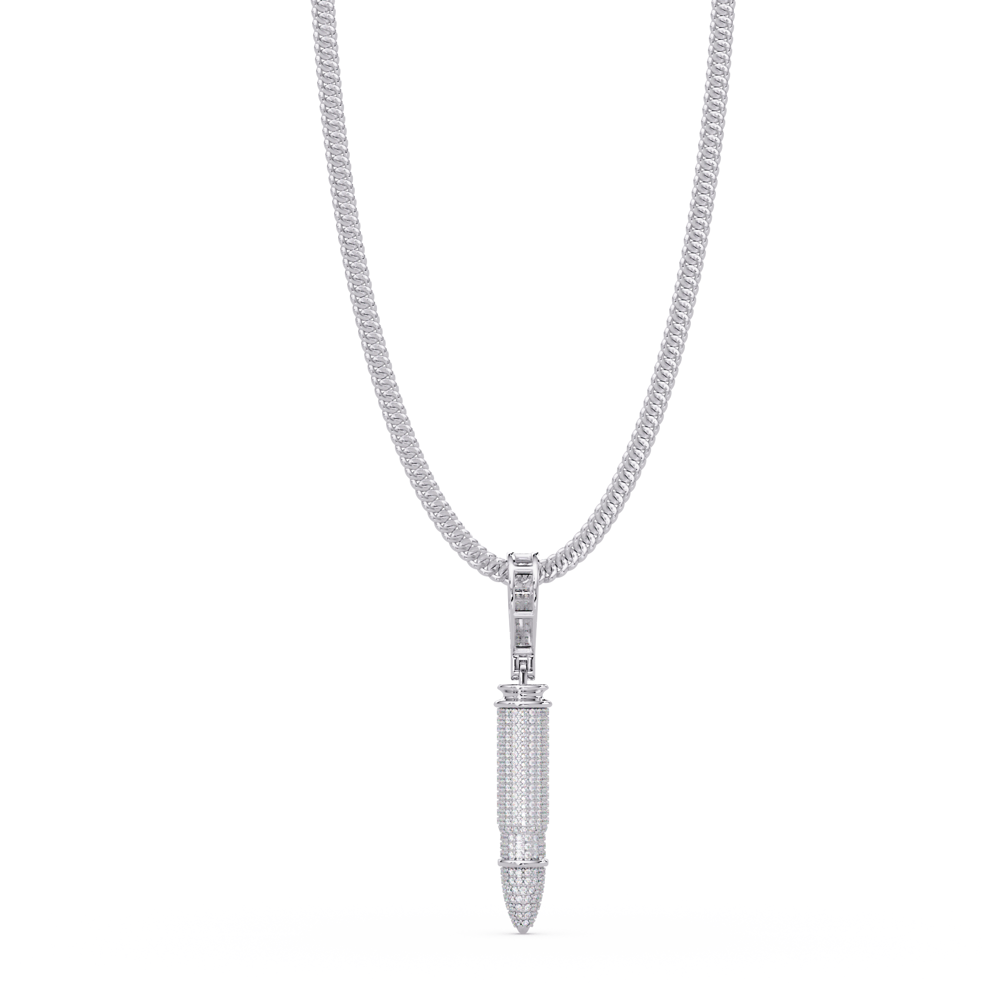 Bullet Custom Design Pendant with VVS Moissanite Diamonds