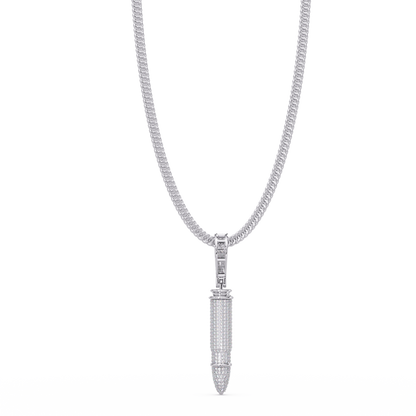 Bullet Custom Design Pendant with VVS Moissanite Diamonds
