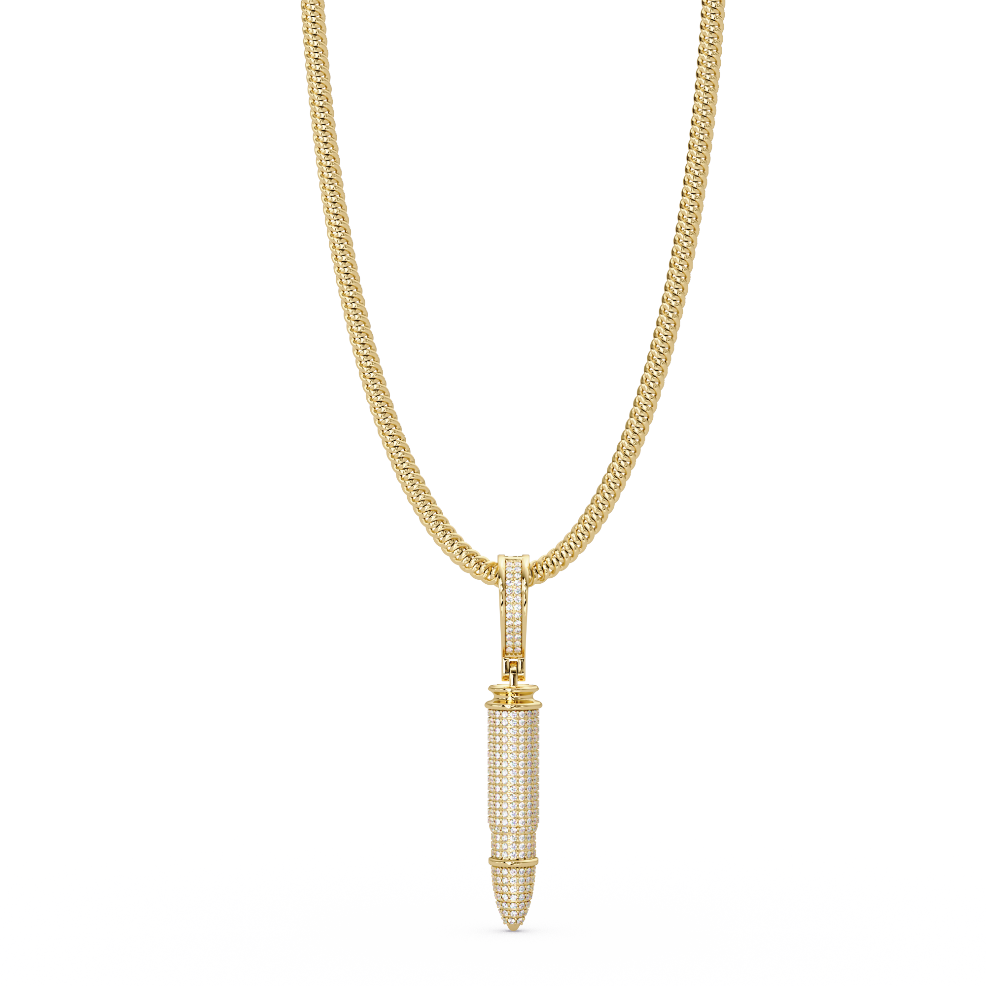 Bullet Custom Design Pendant with VVS Moissanite Diamonds