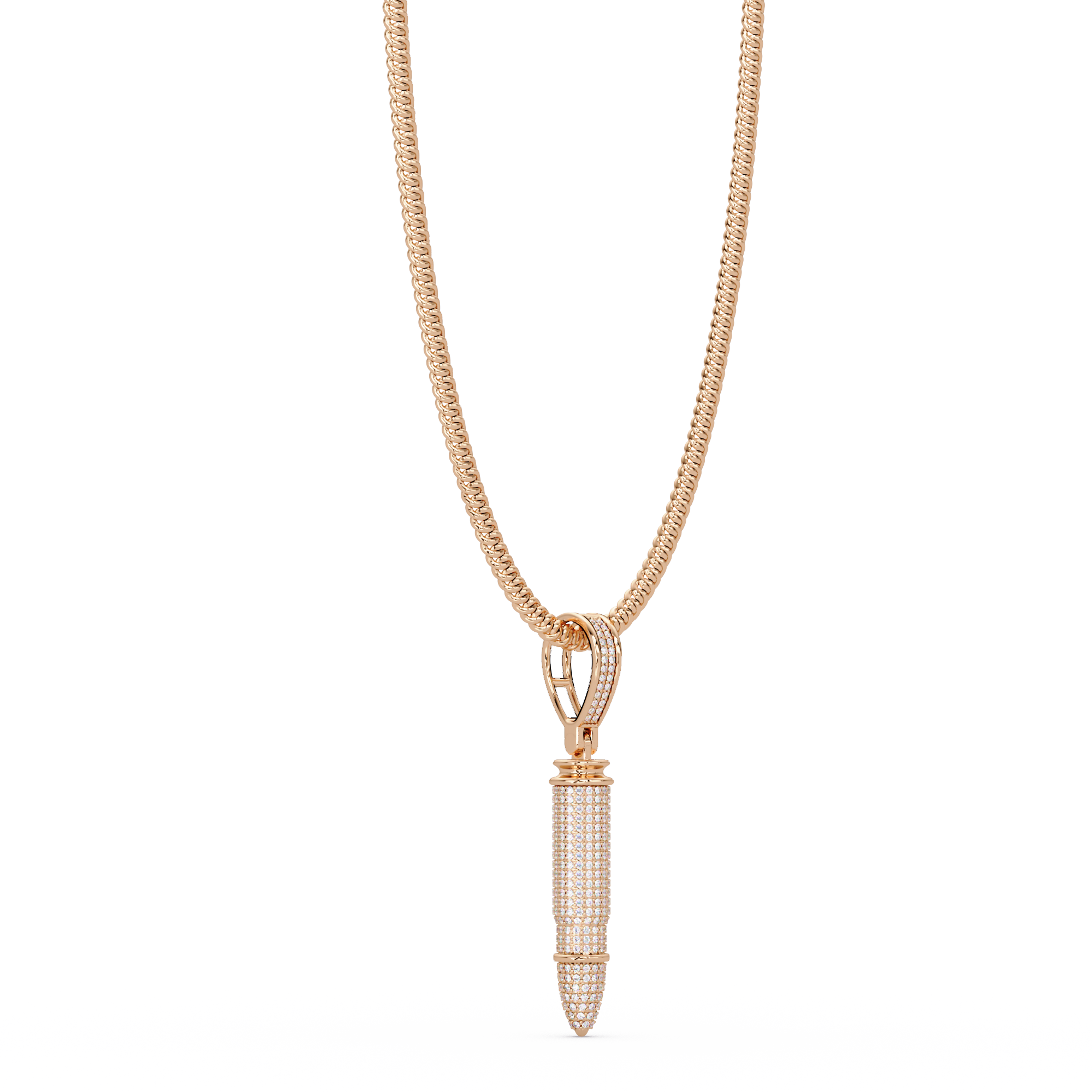 Bullet Custom Design Pendant with VVS Moissanite Diamonds
