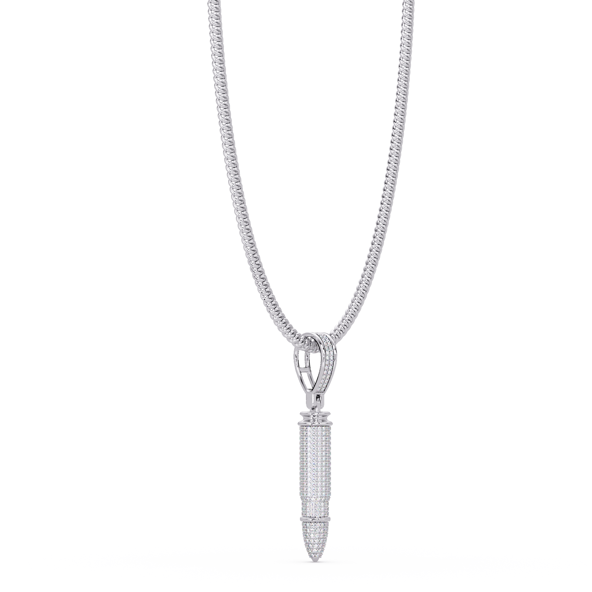 Bullet Custom Design Pendant with VVS Moissanite Diamonds