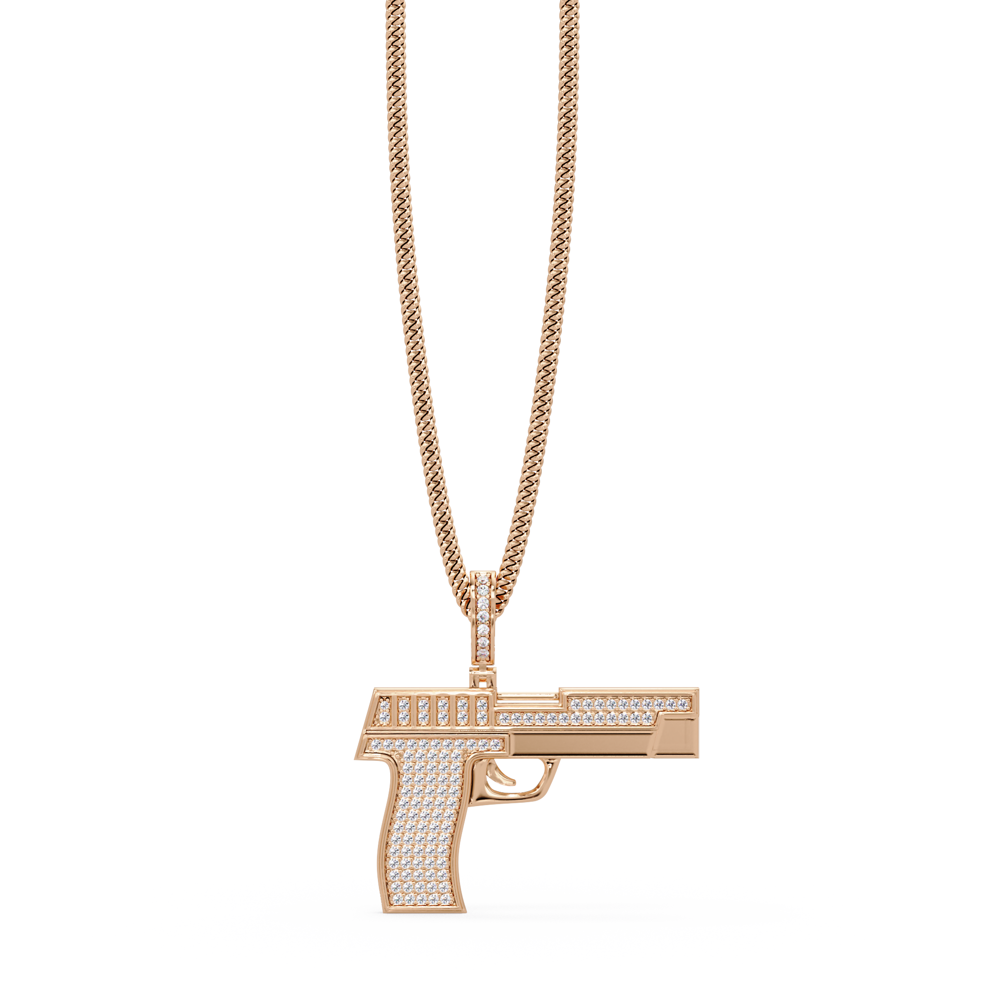 Luxury Pistol-Style Moissanite Pendant Hip-Hop Iced Jewelry