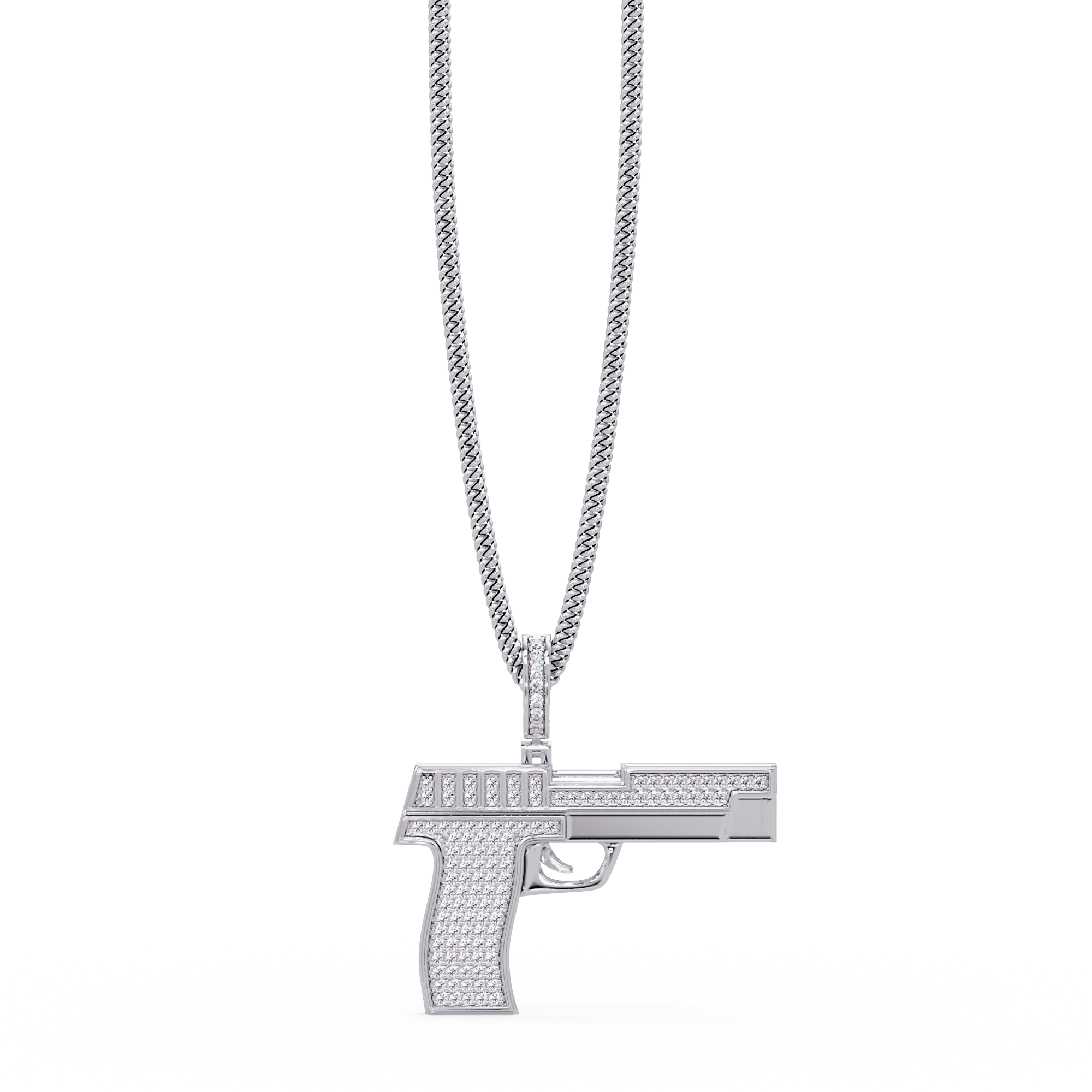 Luxury Pistol-Style Moissanite Pendant Hip-Hop Iced Jewelry