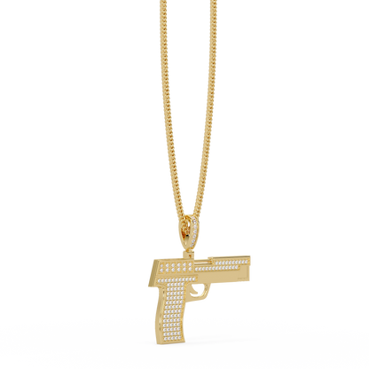 Luxury Pistol-Style Moissanite Pendant Hip-Hop Iced Jewelry