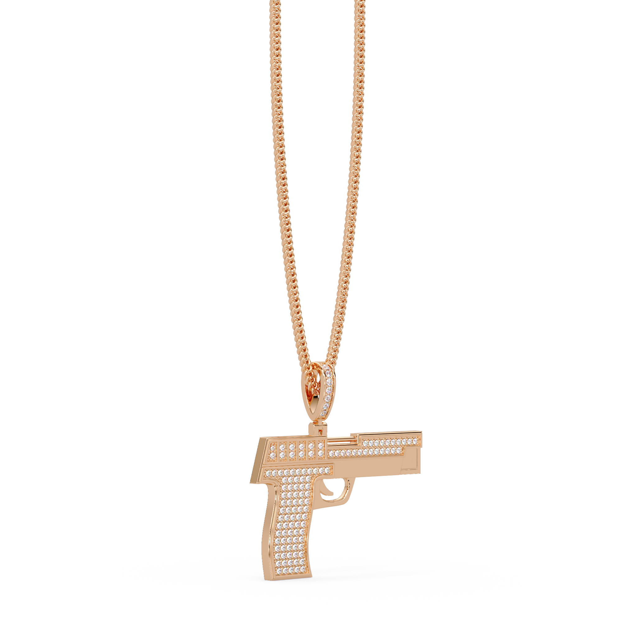 Luxury Pistol-Style Moissanite Pendant Hip-Hop Iced Jewelry