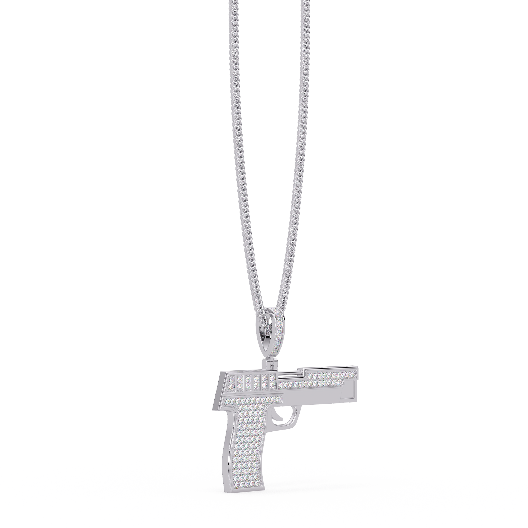 Luxury Pistol-Style Moissanite Pendant Hip-Hop Iced Jewelry