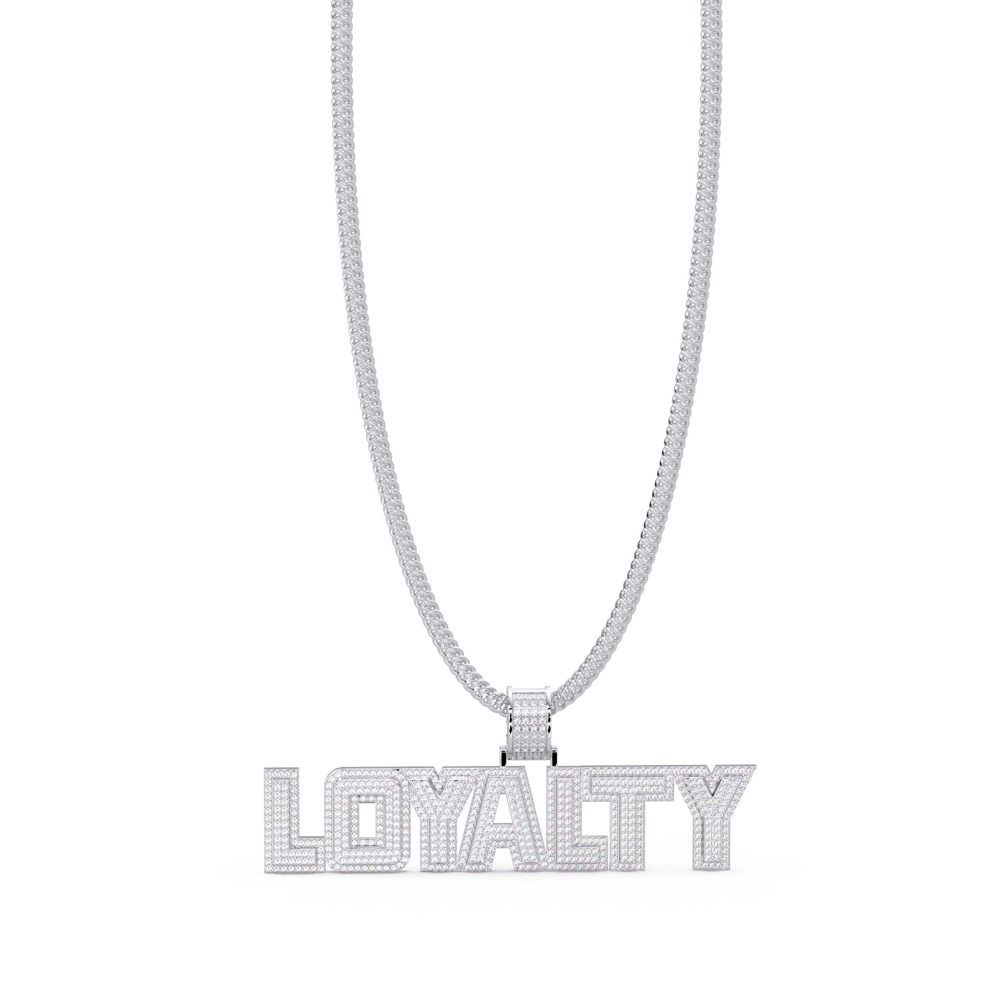 “LOYALTY Letter Pendant  Fully Iced Moissanite Diamond Charm