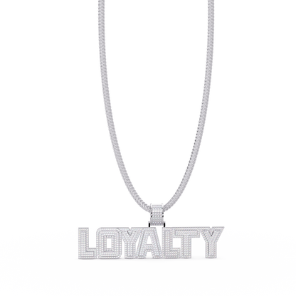 “LOYALTY Letter Pendant  Fully Iced Moissanite Diamond Charm